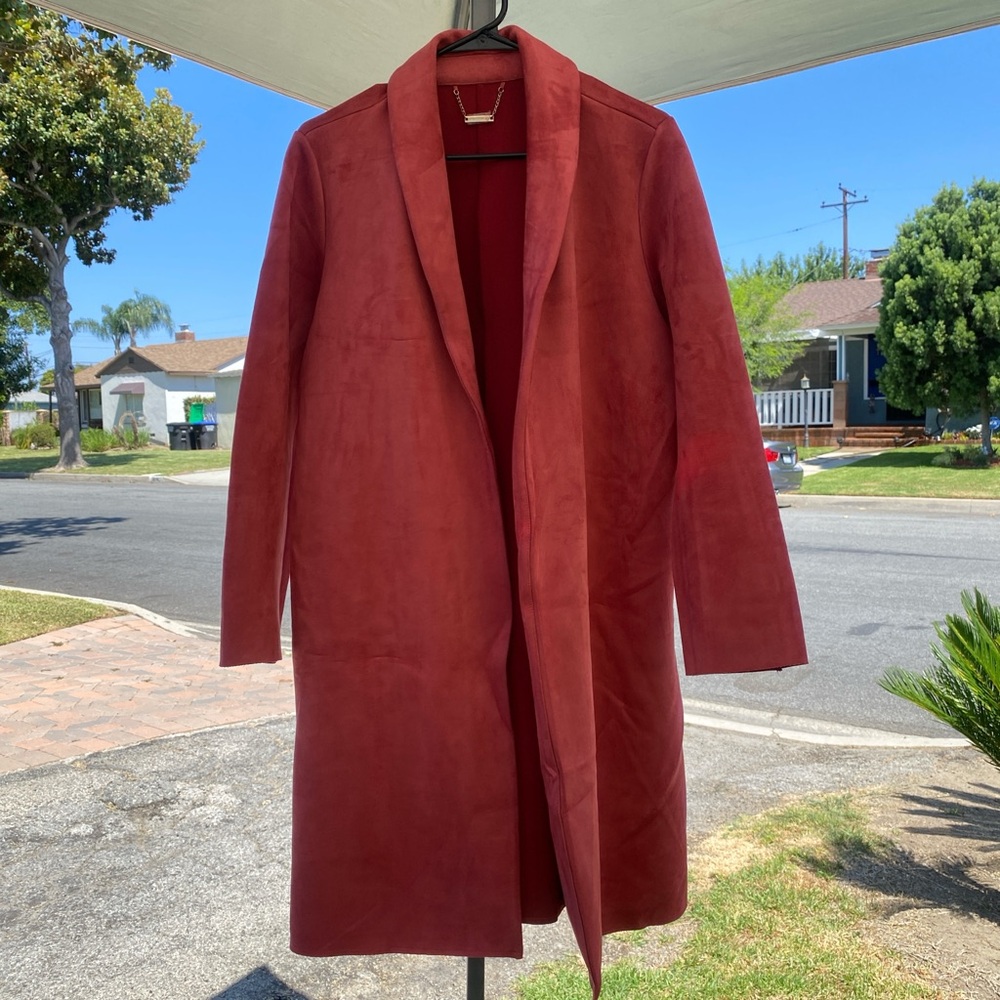 Tahari Trench Coat | Hot Pink/Red | Size L |